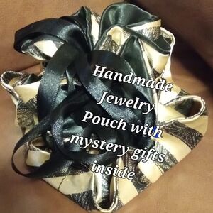 Handmade Black and Gold Jewelry Pouch
